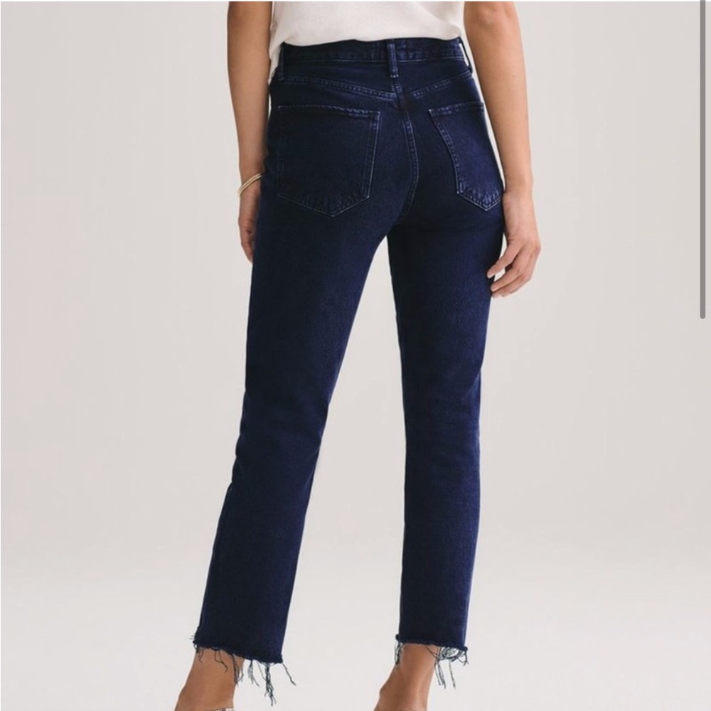 Agolde Riley Cropped Raw Hem‎ Jeans Dark Wash
